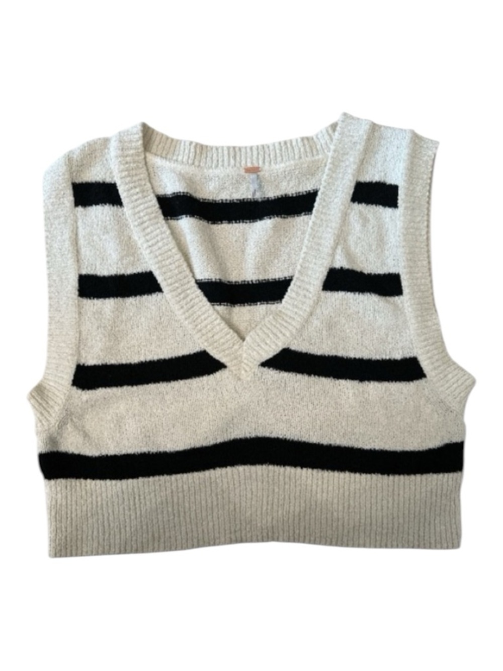 Free People Santa Monica Black and White Striped Knit Sweater Vest